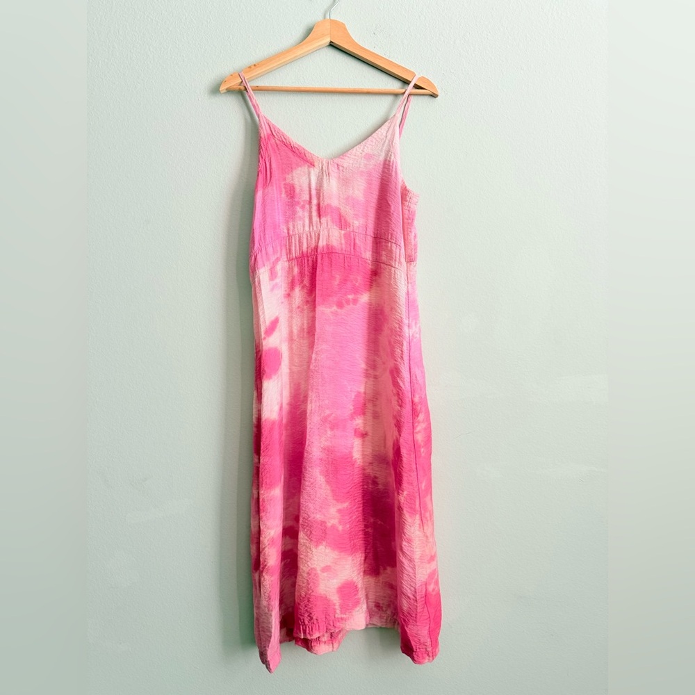 LACAUSA Pink Tie-Dye Midi Dress